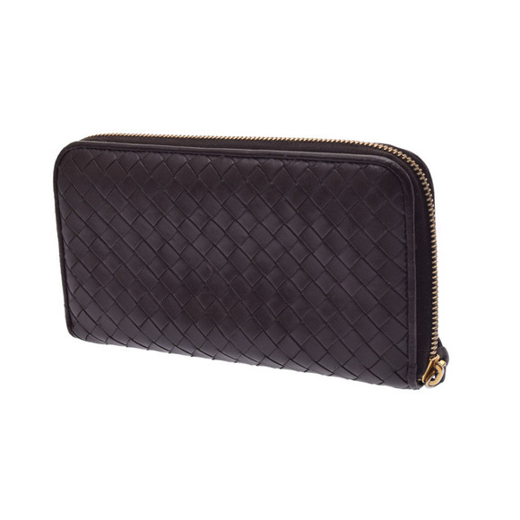Bottega Veneta round zipper long wallet brown intrecciato lambskin - Picture 2 of 12
